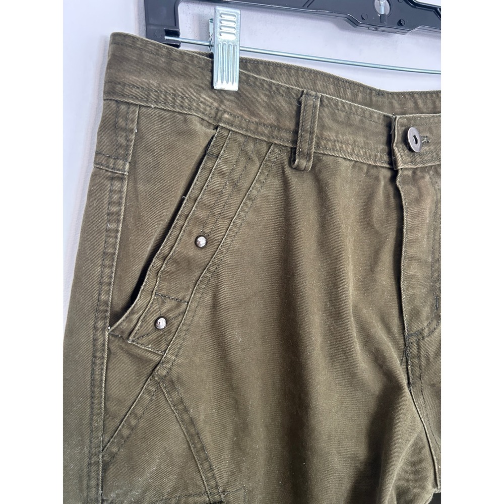 Olive Green Cargo Pants Multi Pocket Utility Streetwear Gorpcore Trousers Sx 34 - Picture 2 of 13